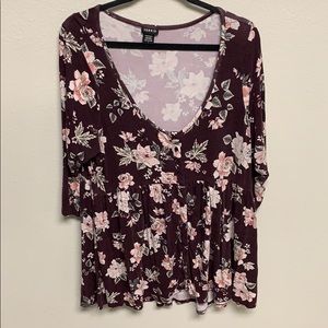 3/4 sleeve flower blouse